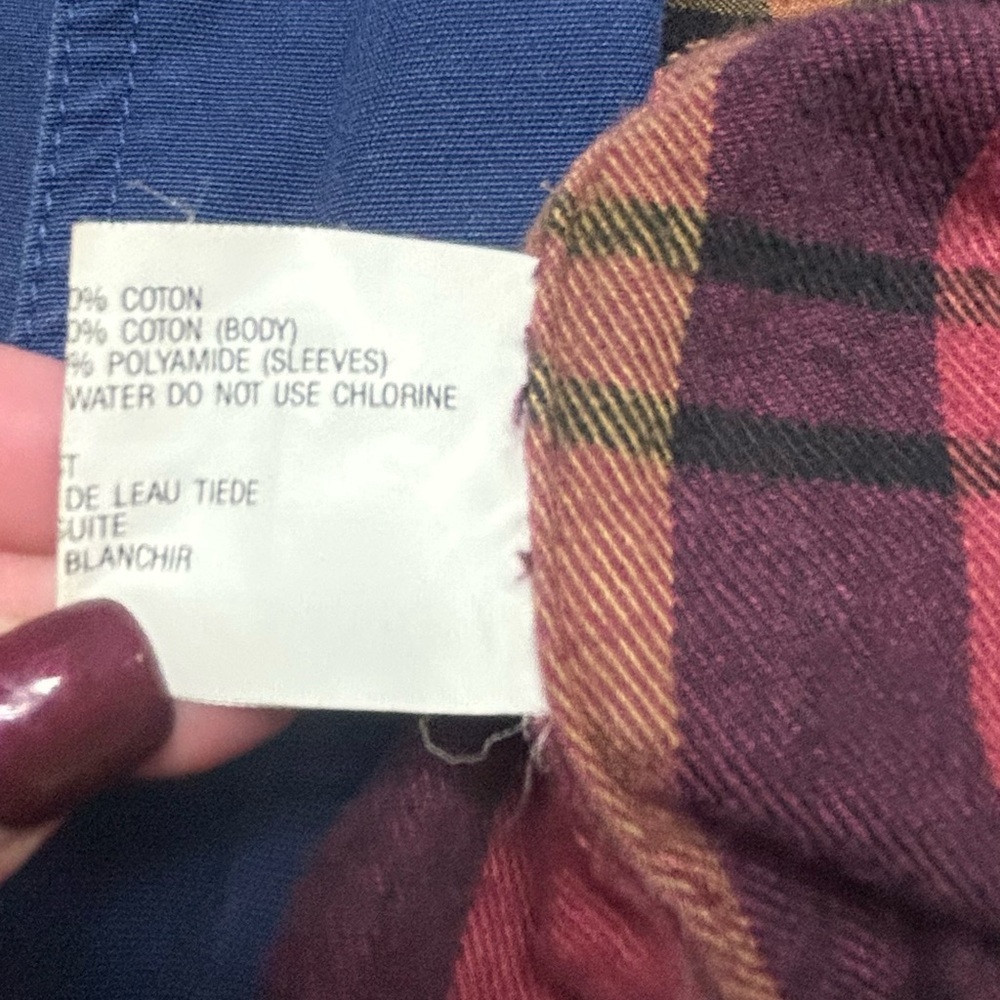 VTG Dash Men’s Heritage Blue L Plaid Flannel Lined Barn Chore Coat Size Large L - Picture 7 of 8